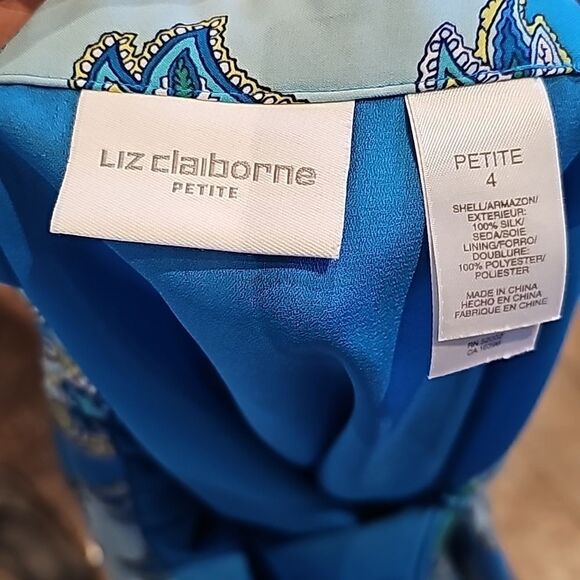 Liz Claiborne silk box pleat paisley skirt size 4 petite - Picture 6 of 10